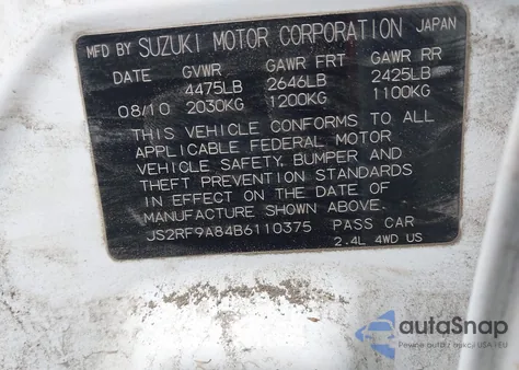 2011 Suzuki Kizashi Sport Sls from USA, damaged, VIN JS2RF9A84B6110375